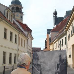 Waldemar A. Laszkiewicz aus Siemianowice suchte sich den Blick von der Springstraße hin zum Marktplatz für sein Bild in Öl-Wischtechnik aus.